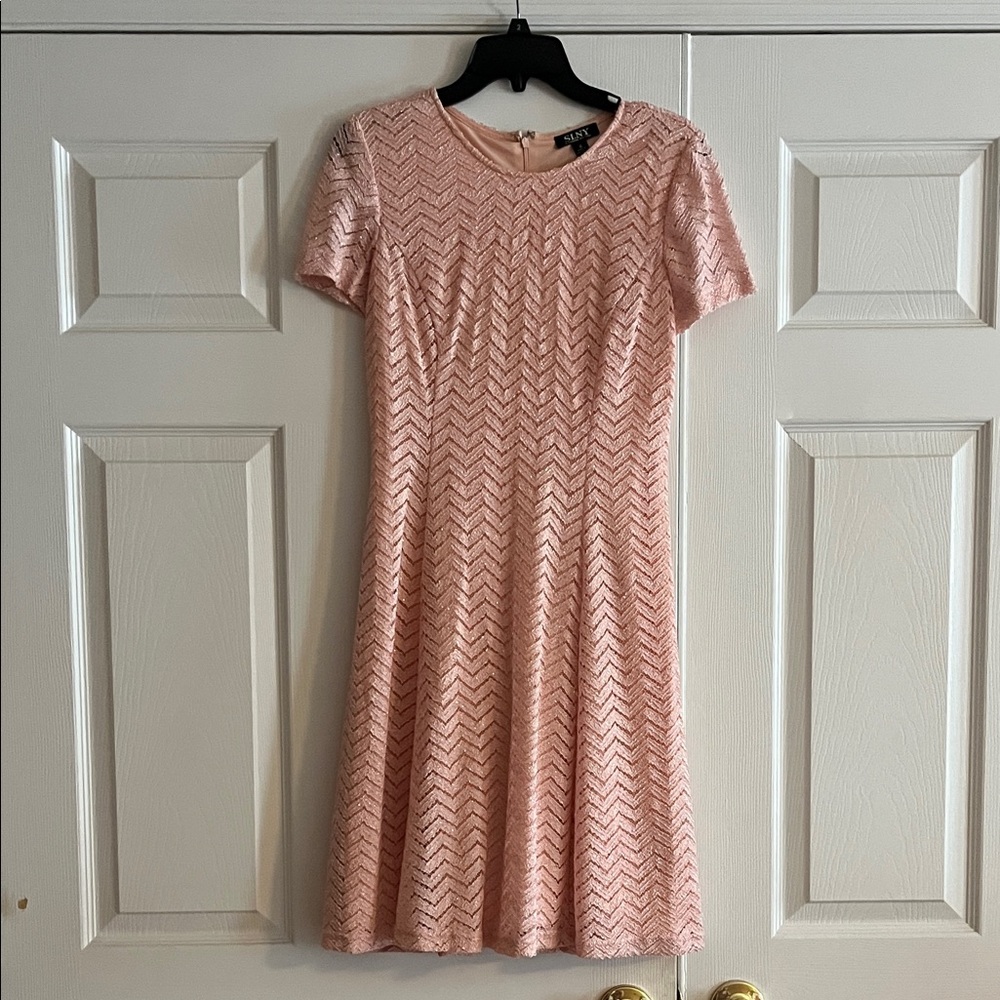 SLNY Blush Chevron Mini Dress